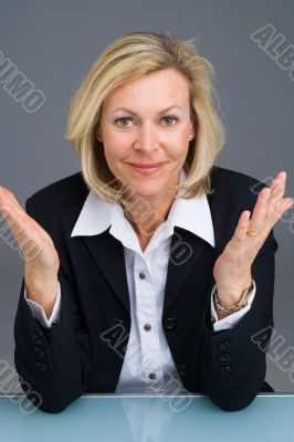 business woman gesturing