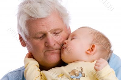 sleepy toddler with grandfather