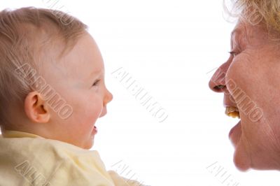 baby and granny smiling
