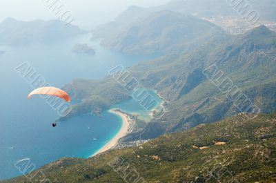 Parachuting over seascape