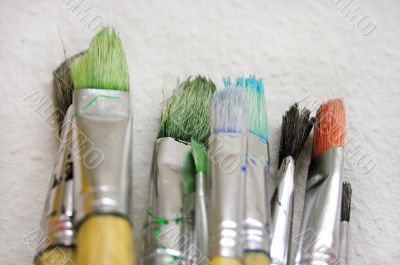 Bunch of Paint Brushes - Close View