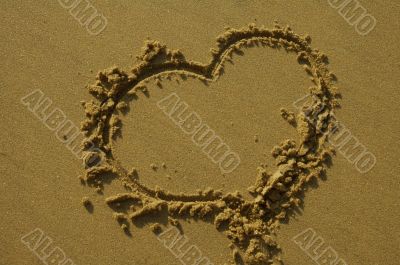 love heart on sand