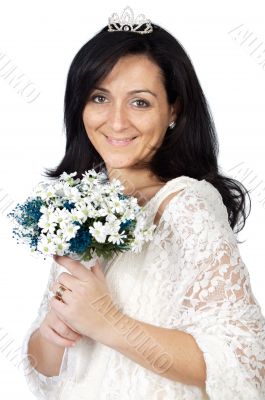 Attractive bride wearing white dress