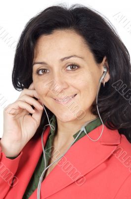 attractive girl listening music with earpieces