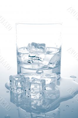 Mineral water with ice cubes