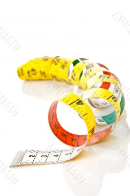 Curled measuring tape