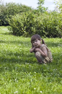 Girl in clover meadow