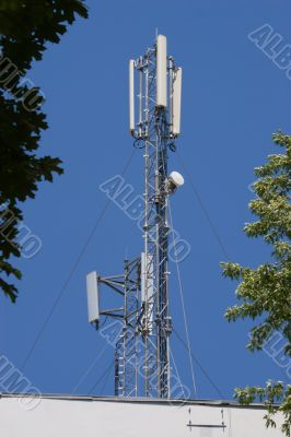 Radio masts on rooftop