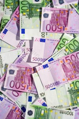 Various Euro Banknotes - Top View