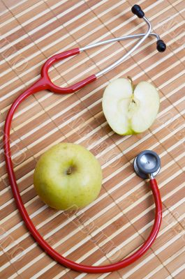 stethoscope and apple