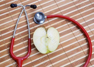 stethoscope and apple