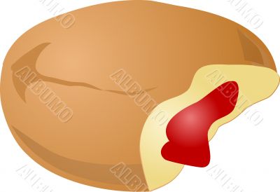Bitten jam filled donut