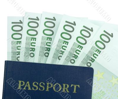 Passport and One Hundred Euro Bills