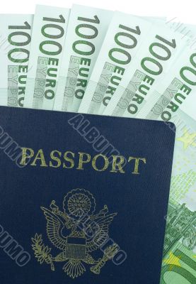 U.S. Passport and One Hundred Euro Bills