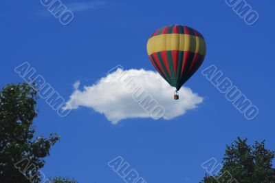 Hot air balloon and Clouds