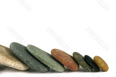 Seven pebbles line