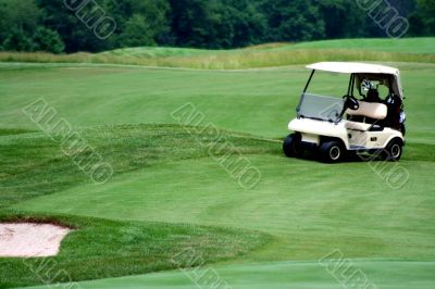 Golf cart on golf course