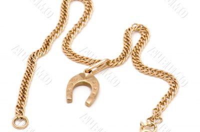 Gold chain with horseshoe