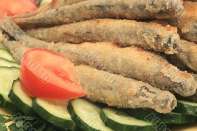Close-up of ried fish Close-up of ried fish