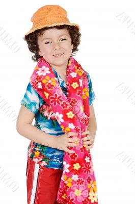 adorable boy playing in the beach