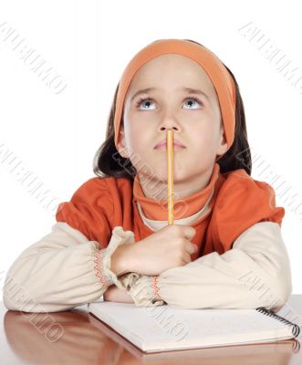 adorable girl studying