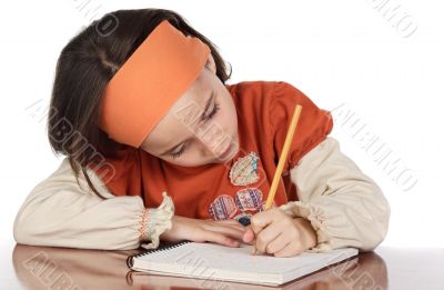 adorable girl studying