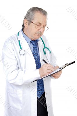 seniors doctor writing