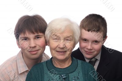 Grandmother with two grandsons
