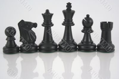 Black Chess pieces reflection