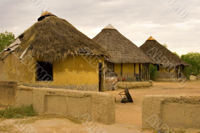 African village, traditional African huts