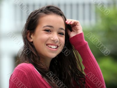 Happy teen girl smiling