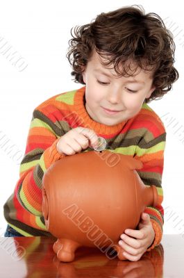 boy whit tour money box