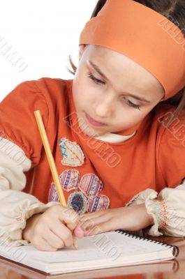 adorable girl studying