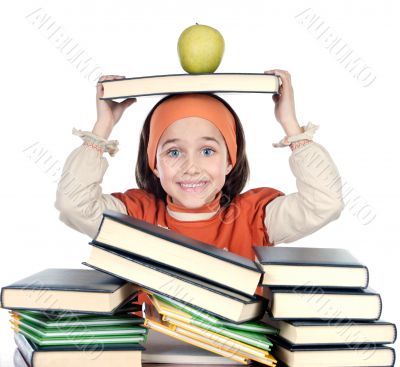 adorable girl studying