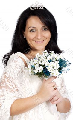 Attractive bride wearing white dress