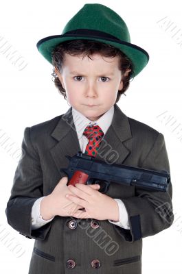 adorable boy dressed gangster