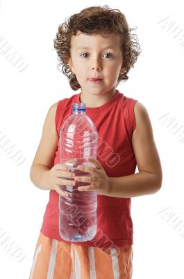 adorable boy drinking water