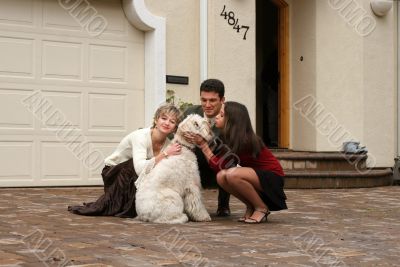 Happy family with a dog