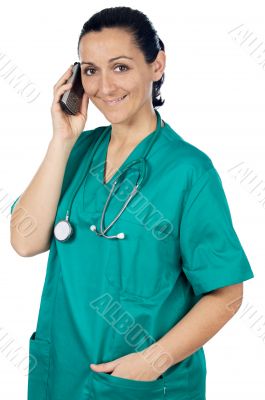Lady Doctor speaking on the telephone