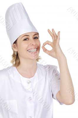 cook woman becoming lean the fingers
