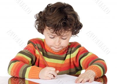 adorable boy studying