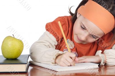 adorable girl studying