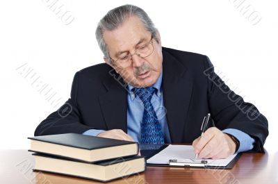 seniors man writing