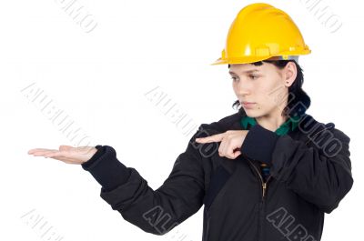 Engineer indicating a hand empty
