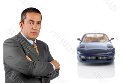 Serious CEO and the modern car