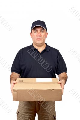 Courier holding a package