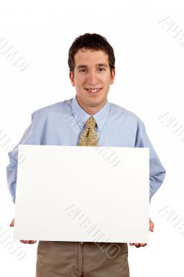 Holding the blank placard