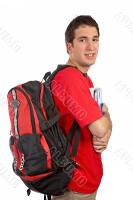 Young student with backpack