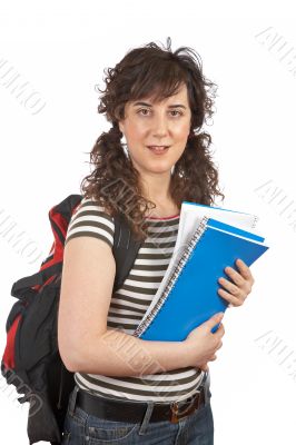 Young student woman with backpack