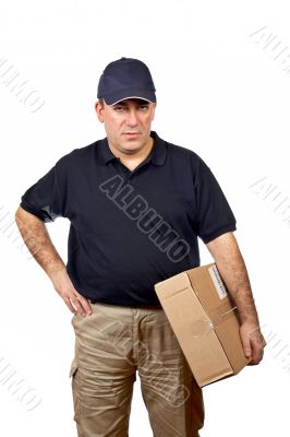 Courier delivering a package